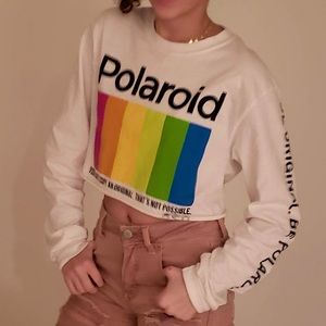 Forever 21 Polaroid Cropped Long Sleeve Tee